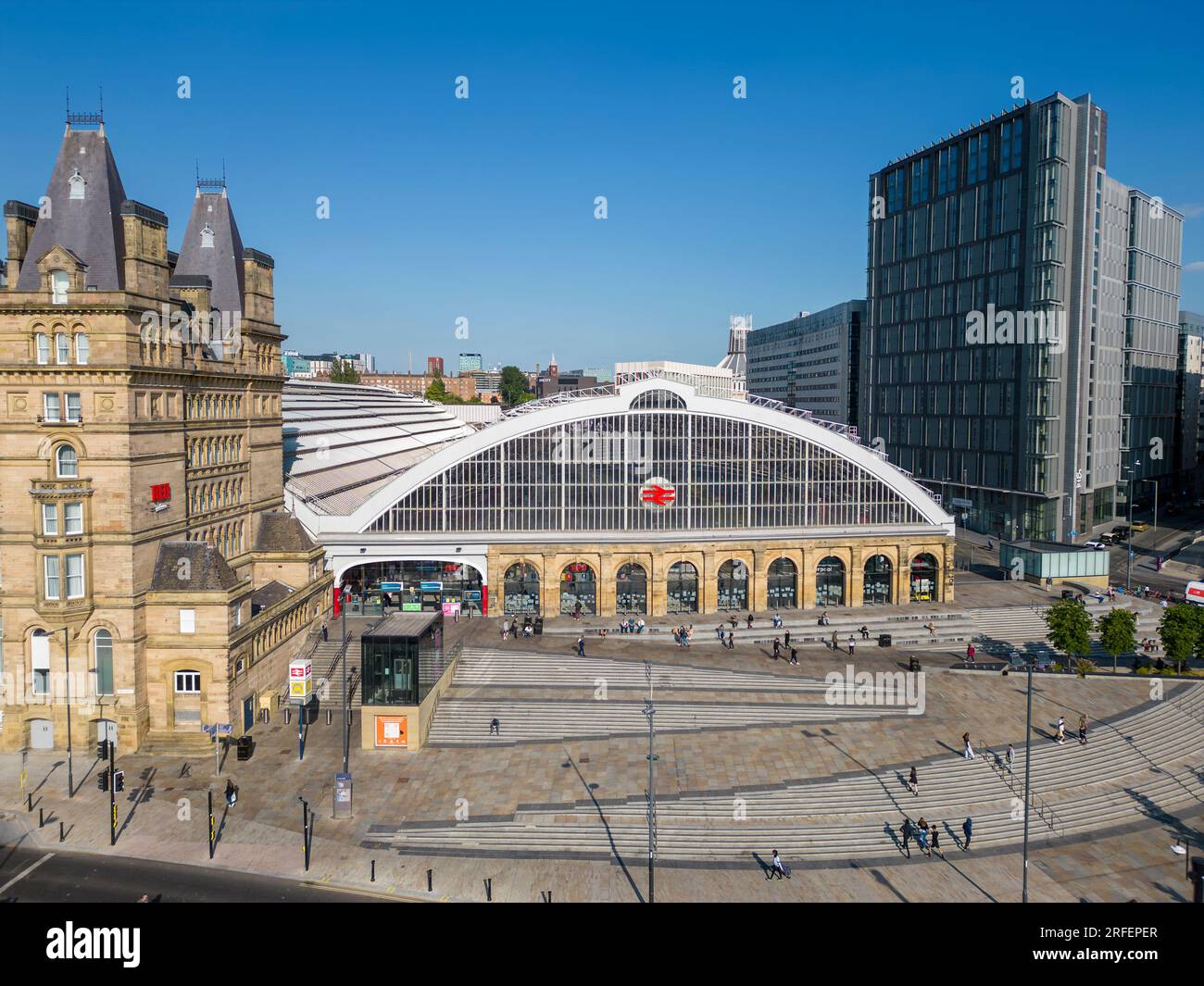 Vista aerea della stazione ferroviaria di Liverpool Lime Street, Merseyside, Inghilterra Foto Stock