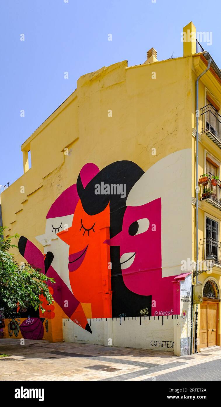Spagna, Valencia, barrio del Carmen, arte di strada Foto Stock