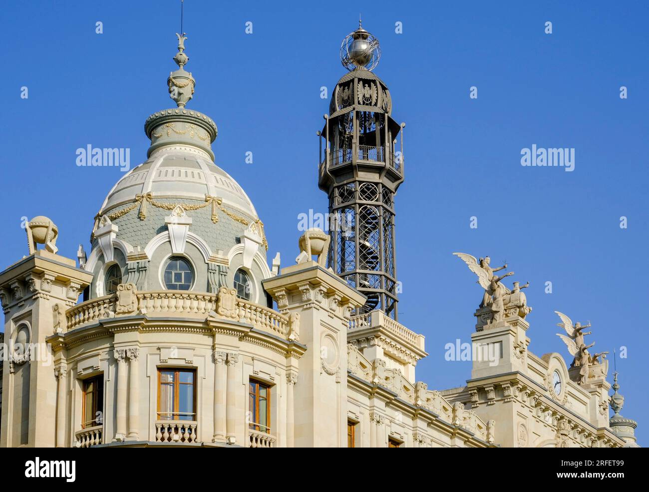 Spagna, Valencia, plaza del Ayuntamiento, Palacio de las Comunicaciones (ex edificio de Correos o edificio dell'ufficio postale) Foto Stock