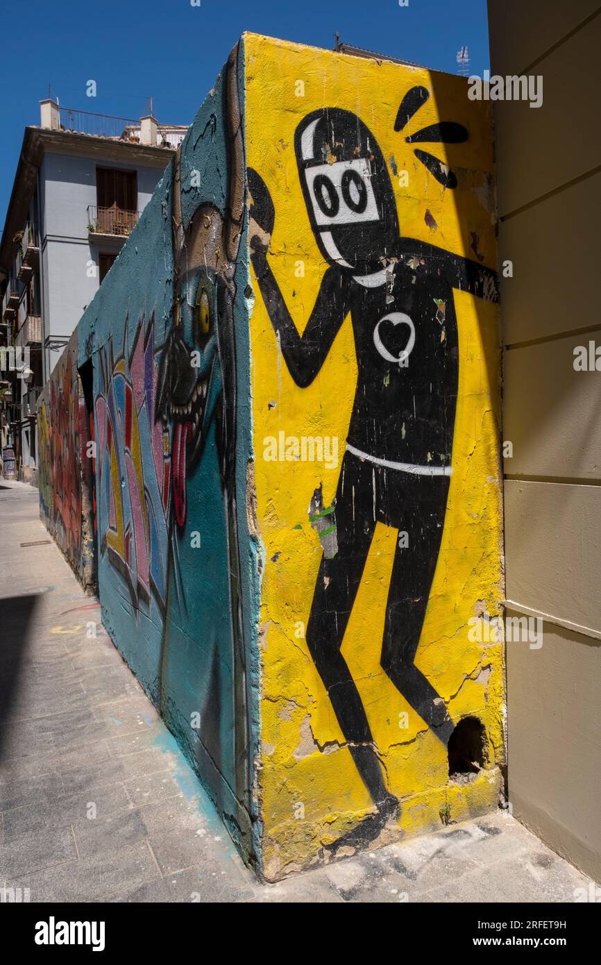 Spagna, Valencia, barrio del Carmen, Street art, David de Limón man Foto Stock