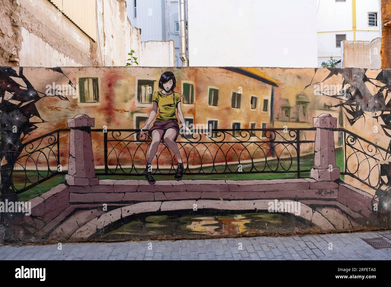 Spagna, Valencia, barrio del Carmen, Street art, calle de Moret, Foto Stock