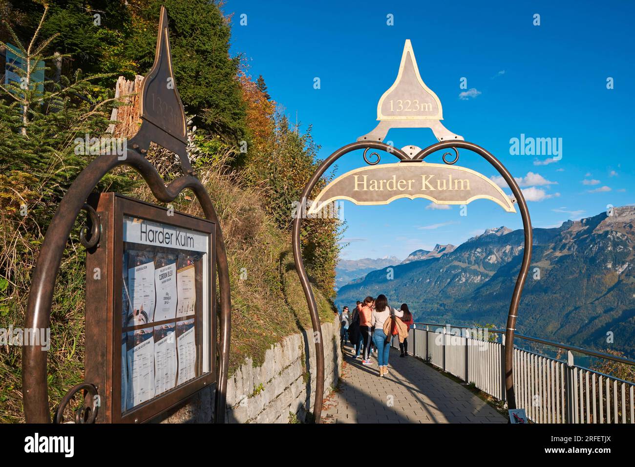 Svizzera, Cantone di Berna, Interlaken, ingresso al ristorante Harder Kulm a 1323 m. Foto Stock
