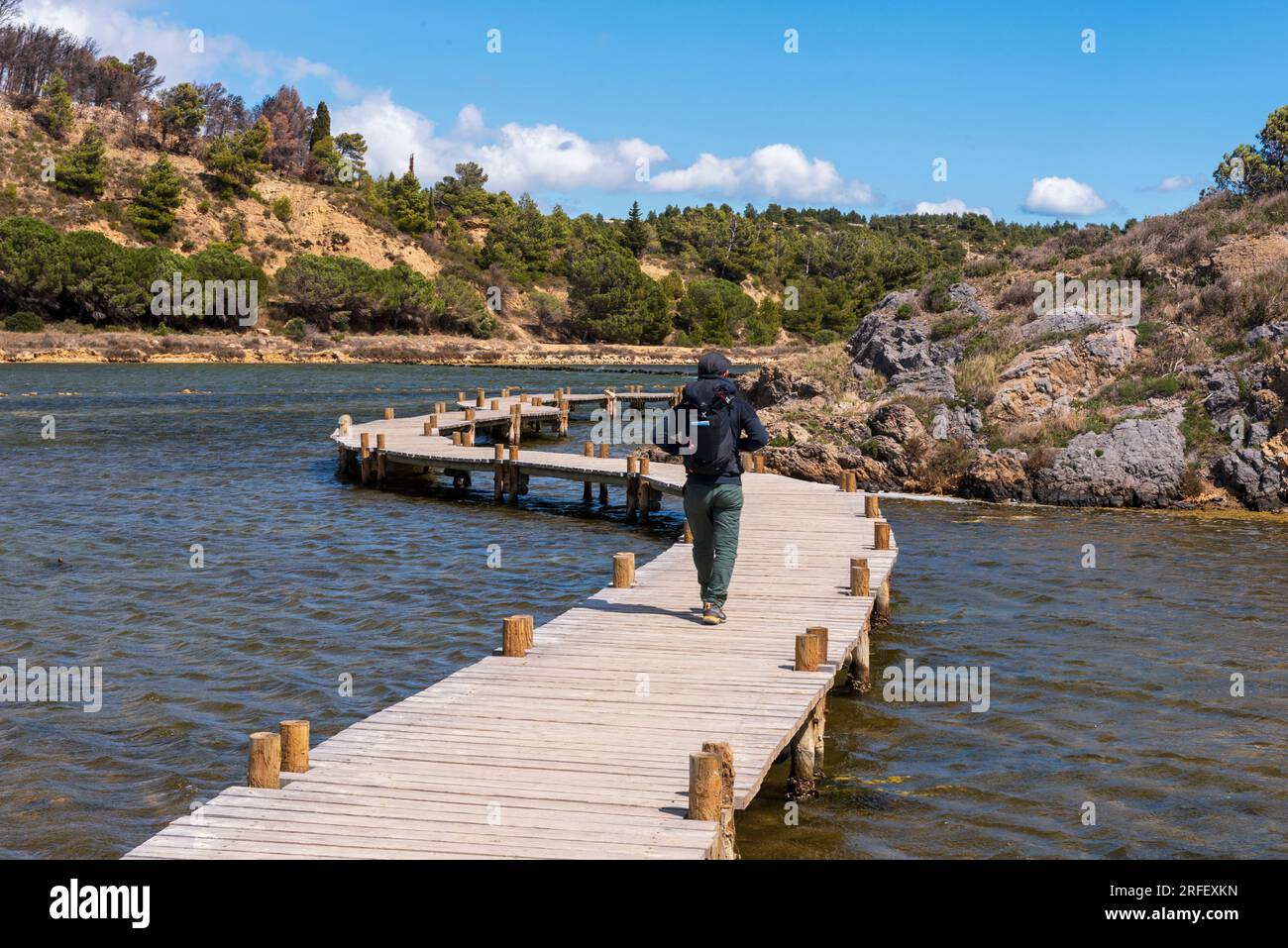 Francia, Aude, Peyriac de Mer, Promenade des Planches Foto Stock