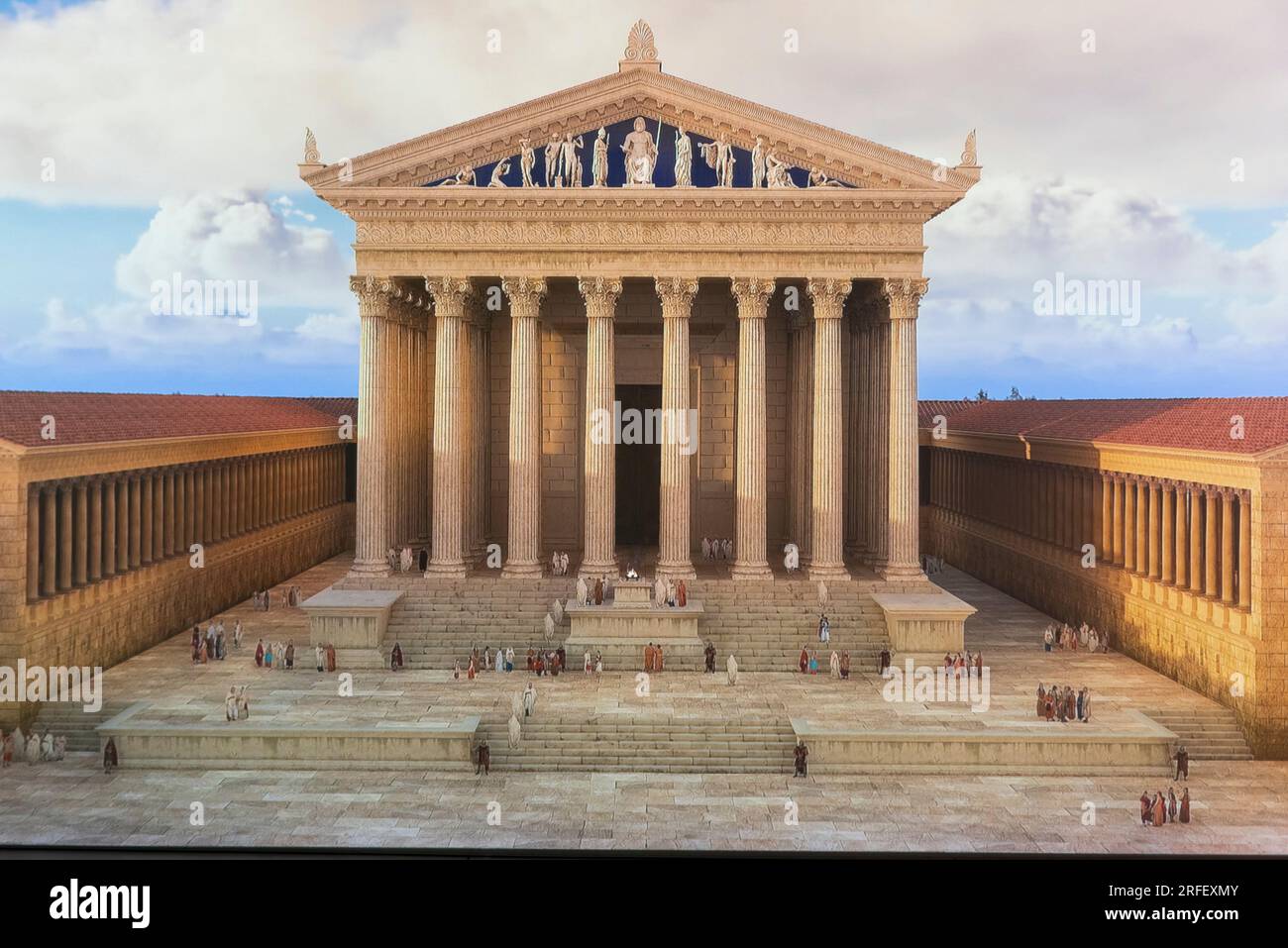 Francia, Aude, Narbonne, Narbo via Museum, Museo Archeologico progettato dall'architetto Norman Foster, riprese la ricostruzione di Narbo Marzio (Narbonne) nel II secolo d.C. Foto Stock