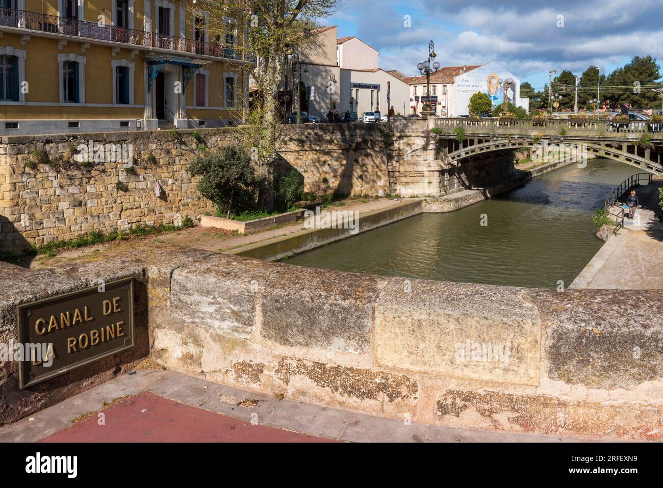 Francia, Aude, Narbonne, canale Robine, patrimonio mondiale dell'UNESCO Foto Stock