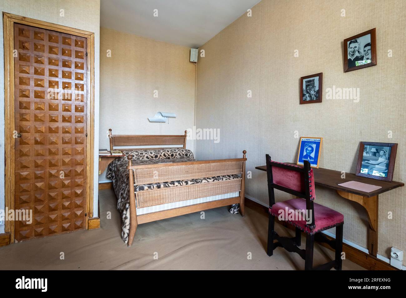Francia, Aude, Narbonne, Charles Trenet House, camera da letto Foto Stock