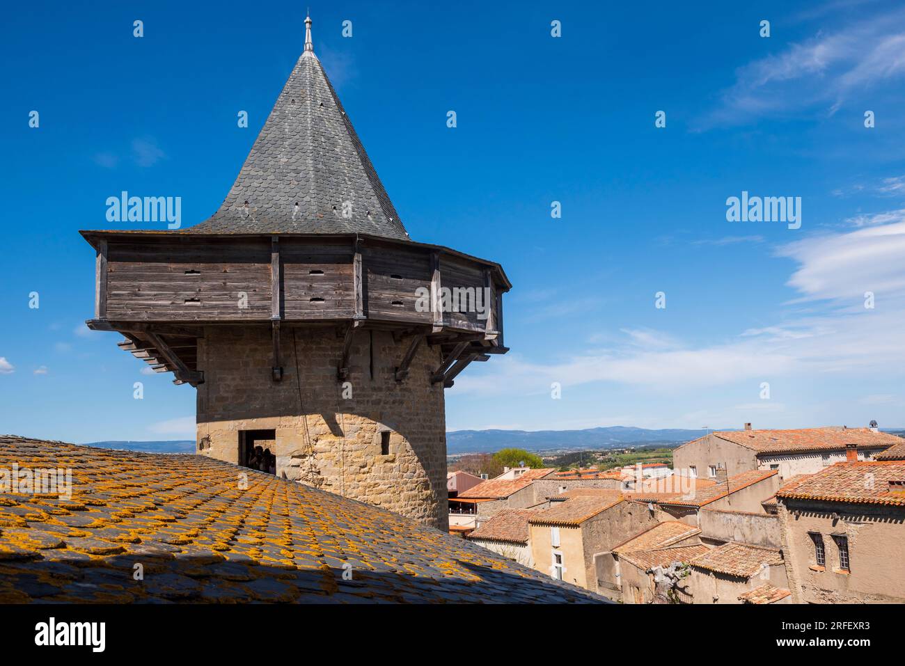 Francia, Aude, Carcassonne, città medievale dichiarata Patrimonio dell'Umanità dall'UNESCO, le mura della città Foto Stock