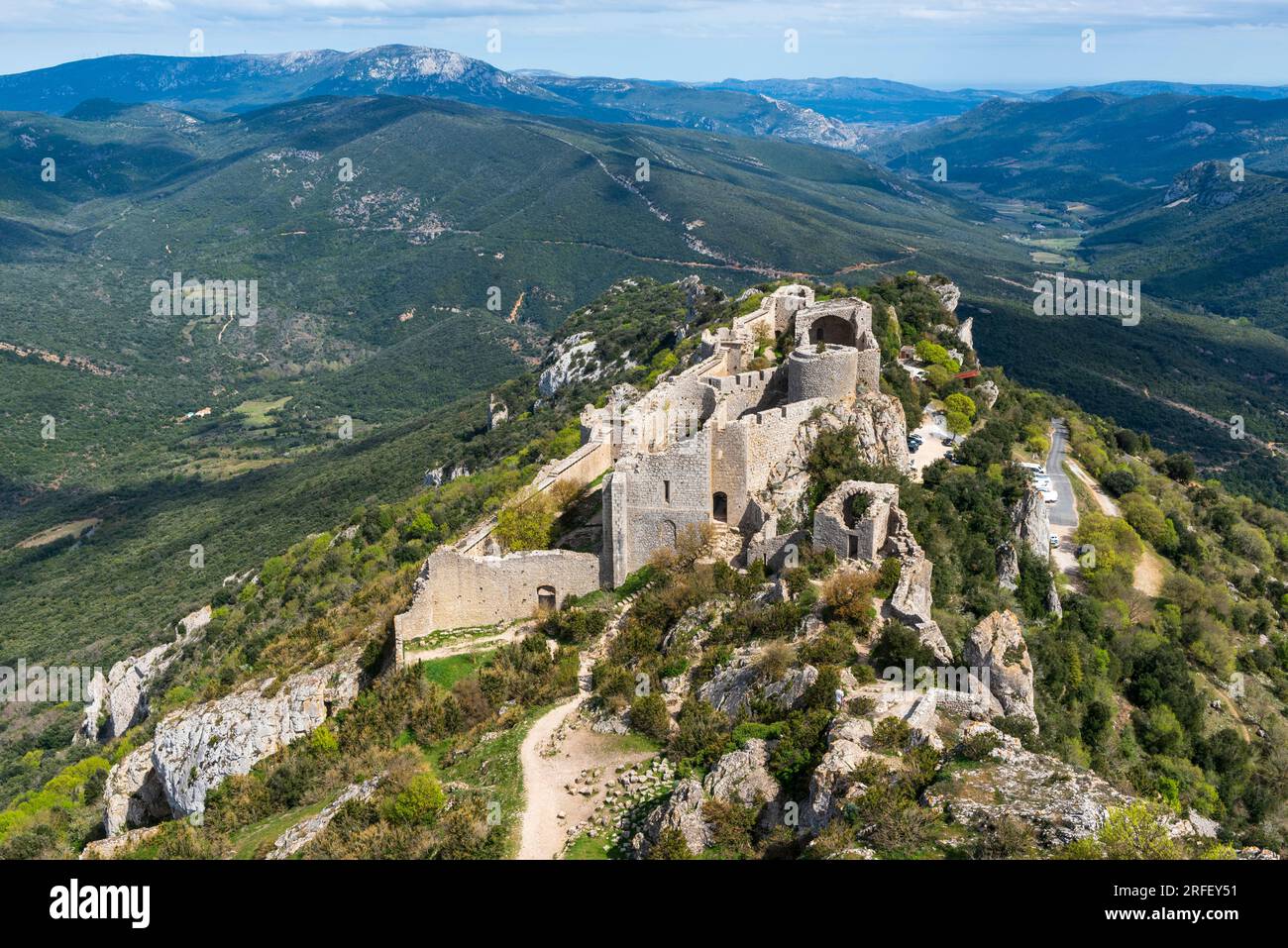 Francia, Aude, Duilhac sous Peyrepertuse, castello di Peyrepertuse Foto Stock