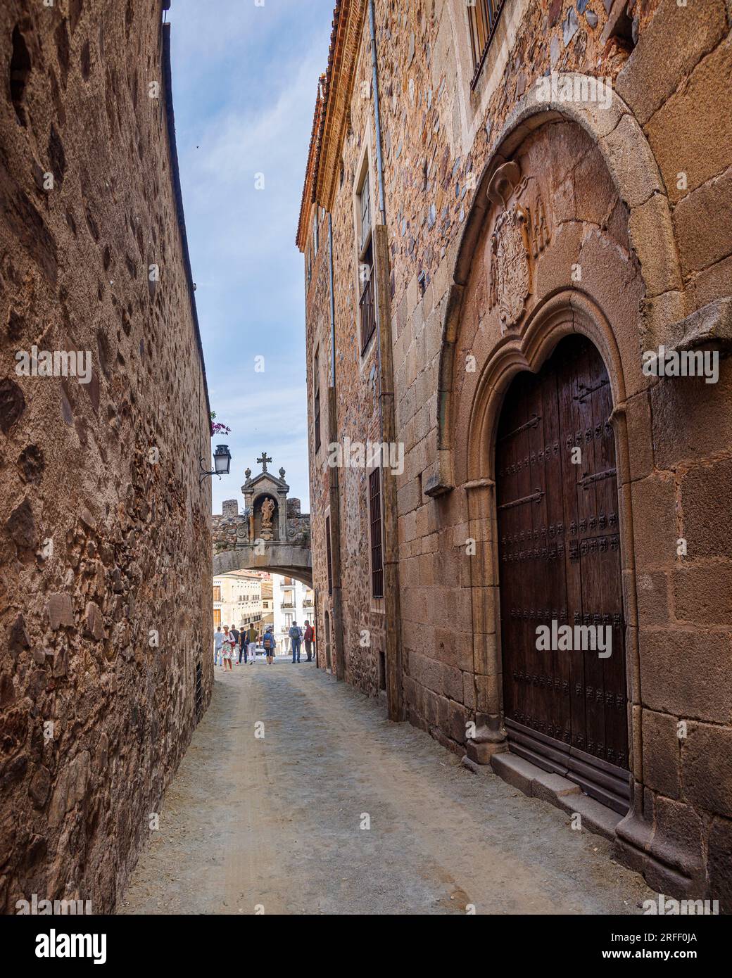 Spagna, Estremadura, Caceres, città vecchia di Caceres, dichiarata Patrimonio dell'Umanità dall'UNESCO, arco della stella Foto Stock