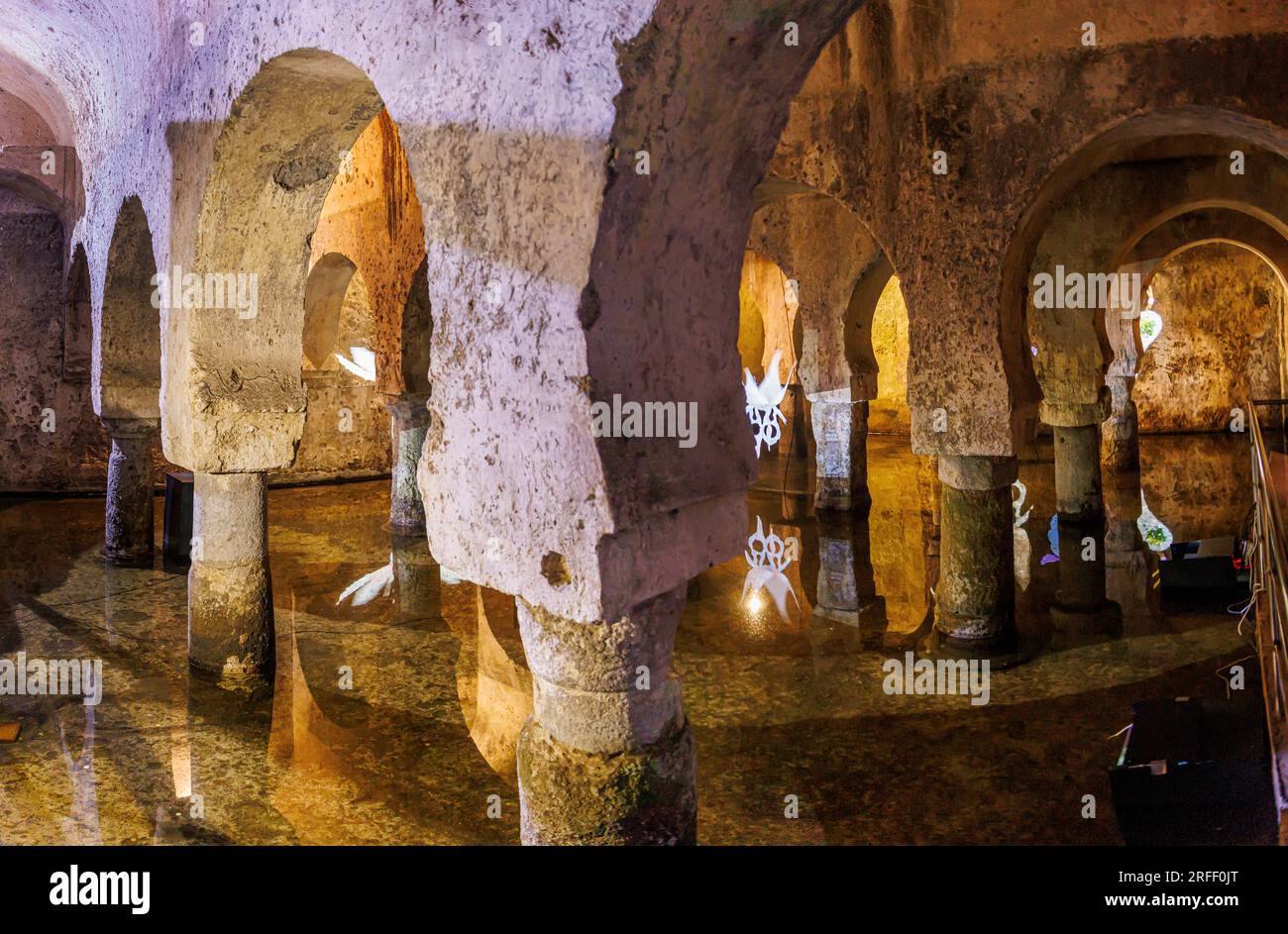 Spagna, Estremadura, Caceres, città vecchia di Caceres, dichiarata Patrimonio dell'Umanità dall'UNESCO, il museo, la vasca d'acqua Foto Stock