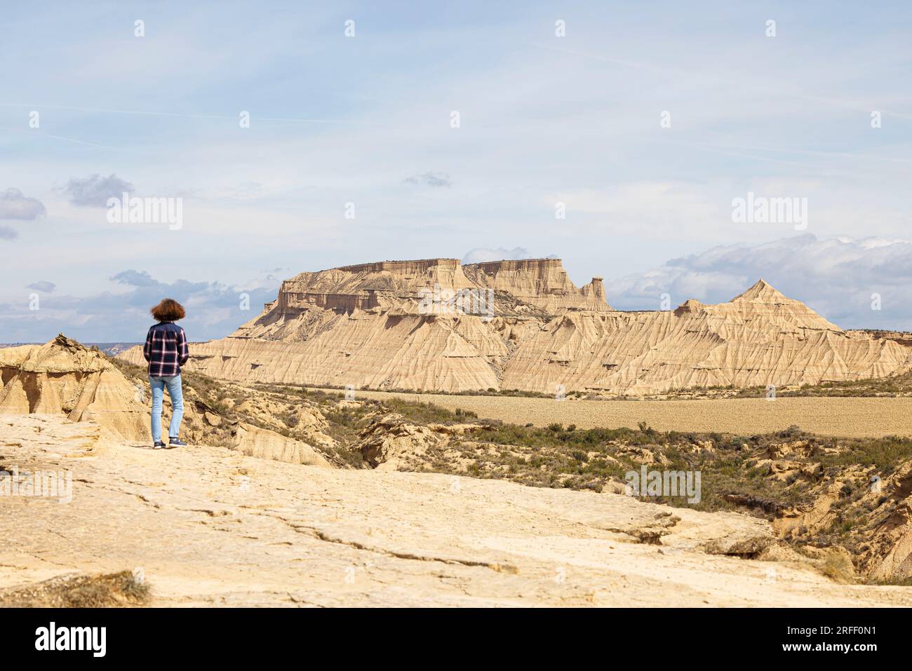 Spagna, Navarra, Arguedas, la riserva della biosfera delle Bardenas Reales e il parco naturale dichiarato Patrimonio dell'Umanità dall'UNESCO, Bardena Blanca, El Rallon Foto Stock