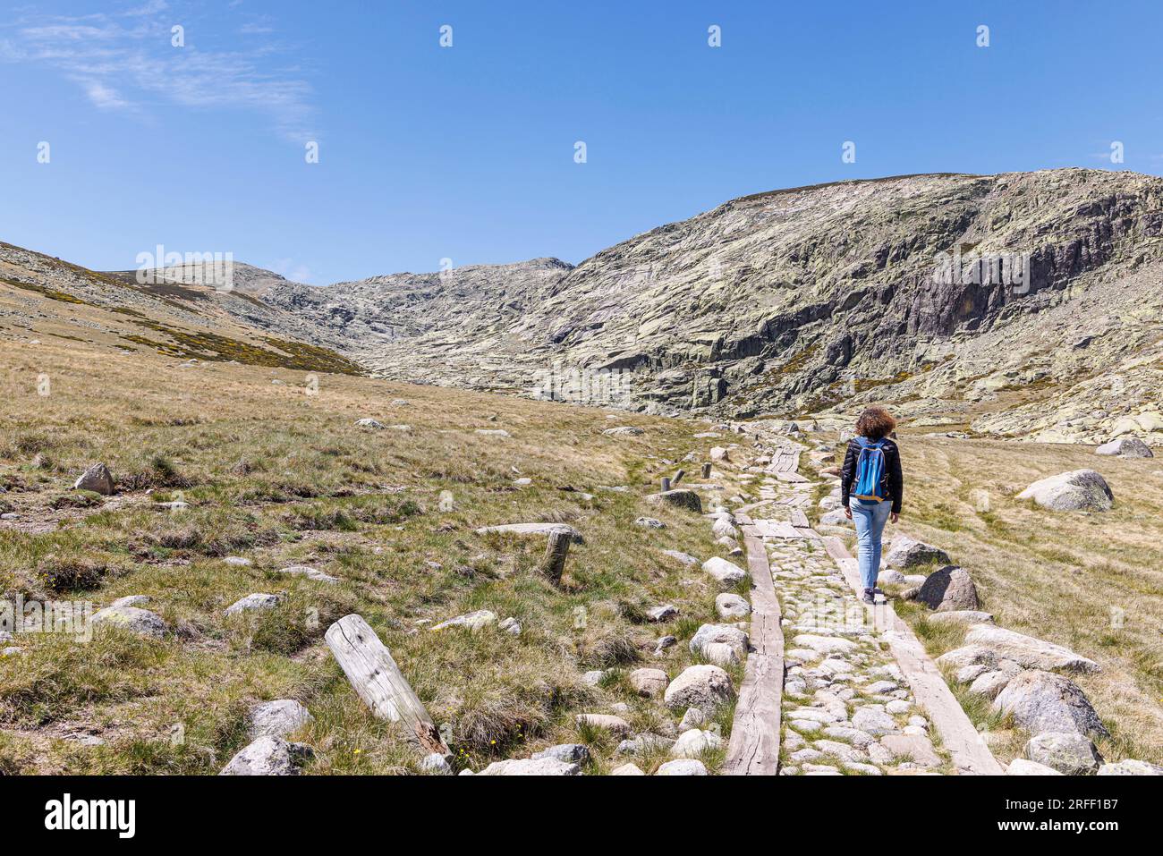 Spagna, Castiglia e León, Hoyos del Espino, Sierra de Gredos, Laguna grande Trek Foto Stock