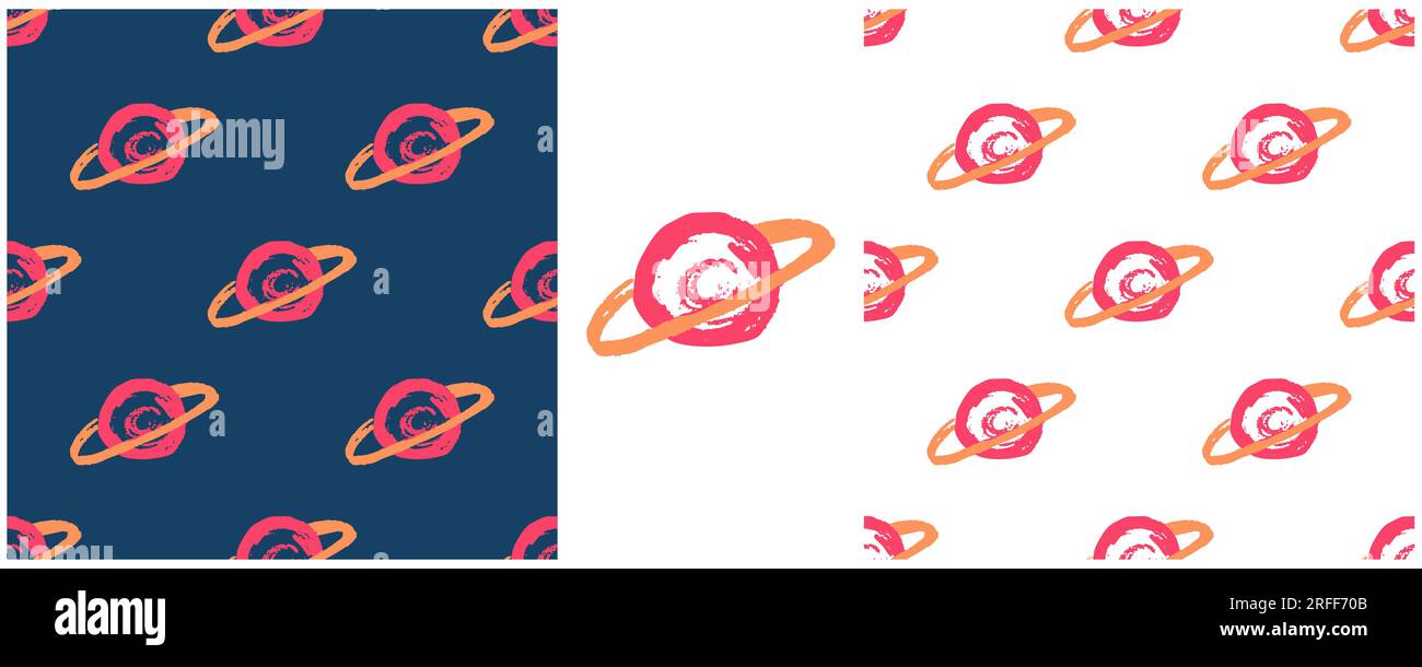 Ripetizione senza cuciture dello spazio. Imposta i disegni con pastelli di cera. Stampa per design di tessuti, tessuti, tessuti, carta da imballaggio Illustrazione Vettoriale