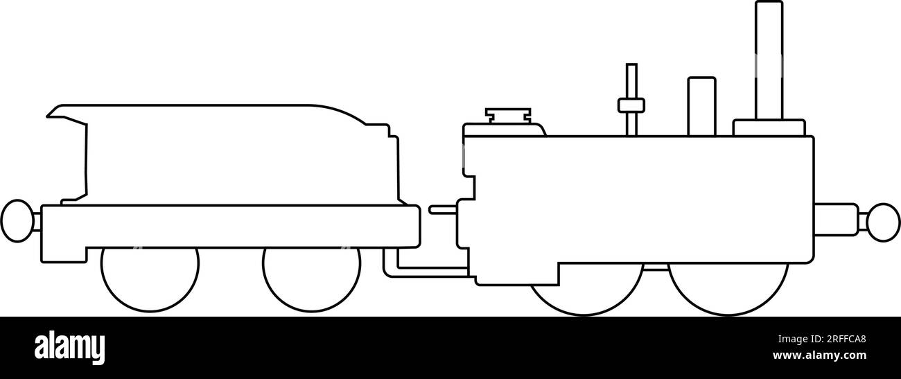 disegno di illustrazione vettoriale icona locomotiva a vapore Illustrazione Vettoriale