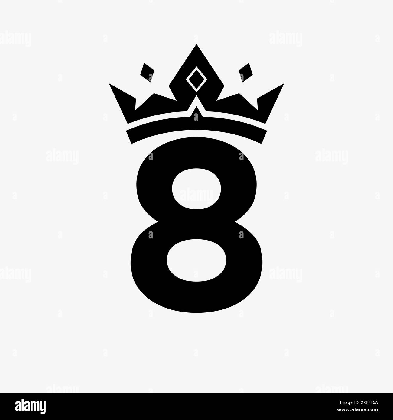 Logo Crown sulla lettera 8 modello vettoriale per la bellezza, la moda, l'eleganza e il lusso Illustrazione Vettoriale
