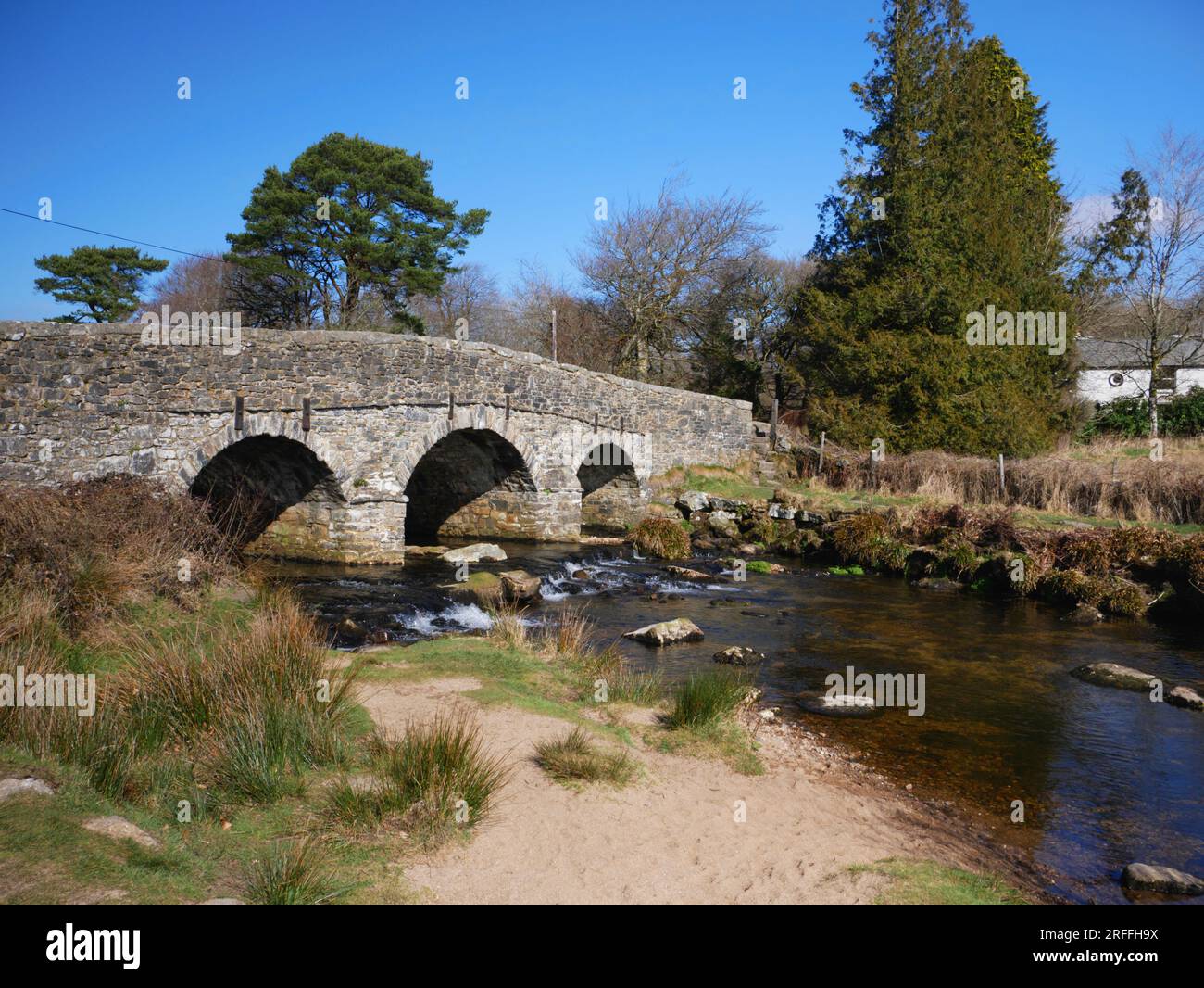 L'East Dart a Postbridge, Dartmoor. Foto Stock