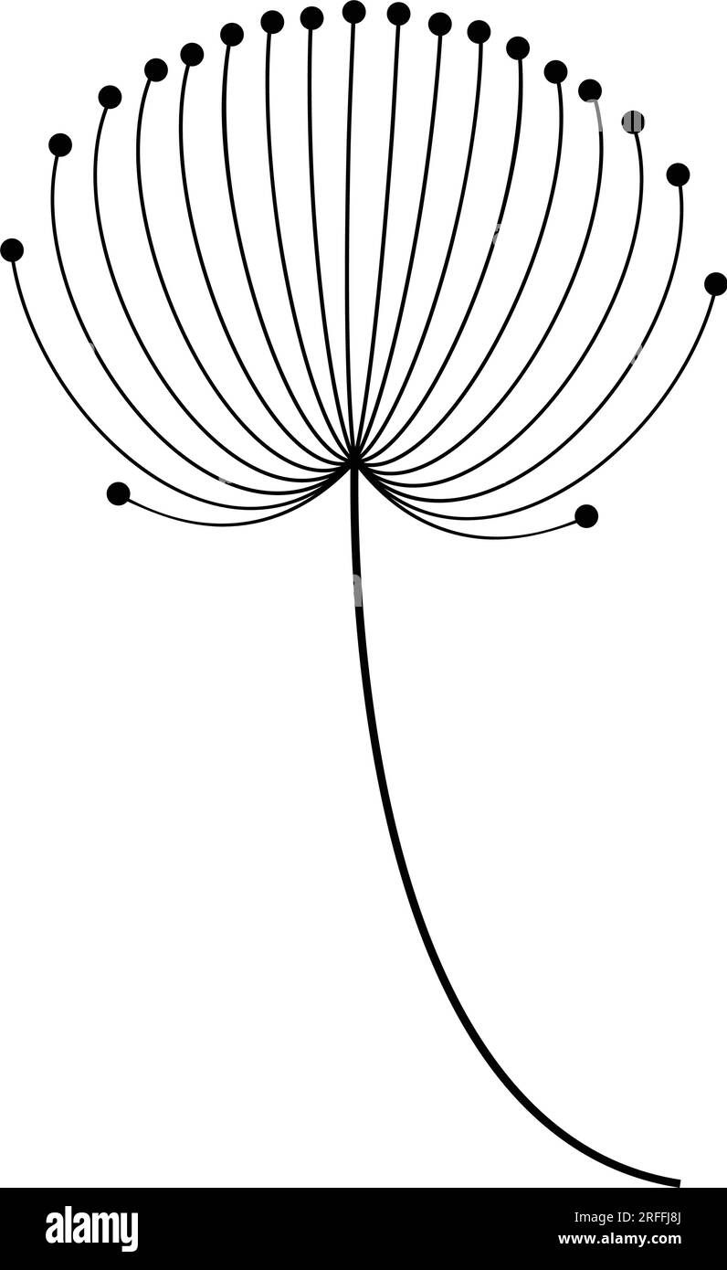 Icona Dandelion disegno del logo con illustrazione vettoriale Illustrazione Vettoriale