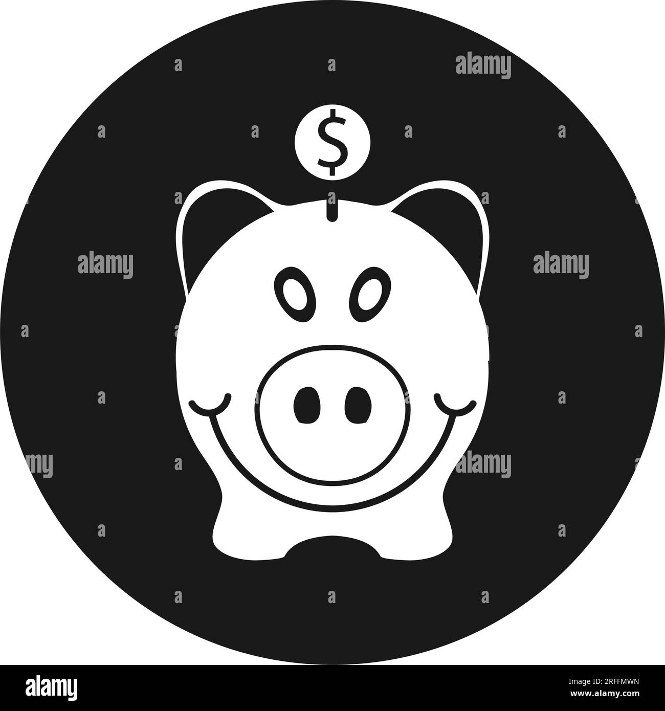 Icona Piggy Bank disegno simbolo illustrazione vettoriale Illustrazione Vettoriale