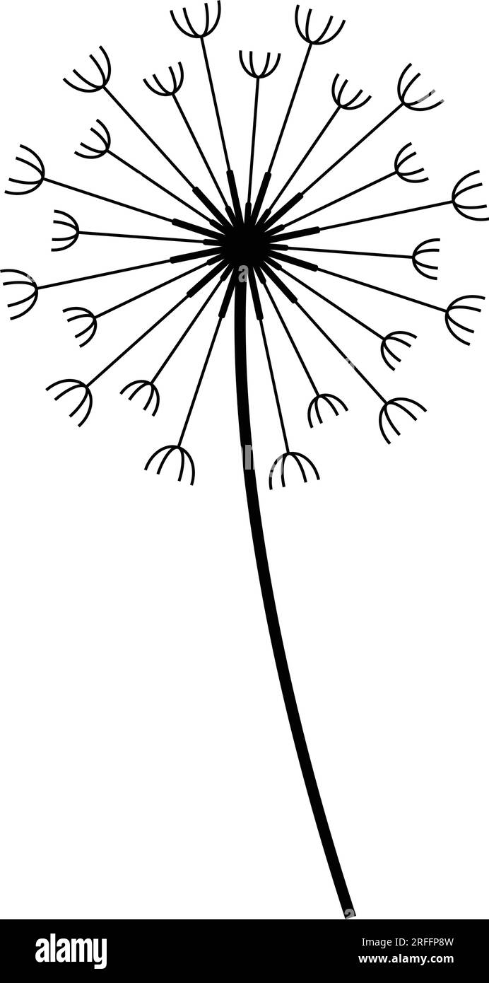 Icona Dandelion disegno del logo con illustrazione vettoriale Illustrazione Vettoriale