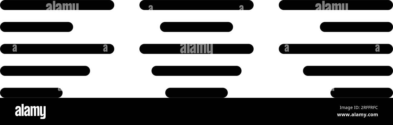 Raccolta di icone di allineamento. Insieme di icone di allineamento. Set di icone di modifica e formattazione in nero Illustrazione Vettoriale