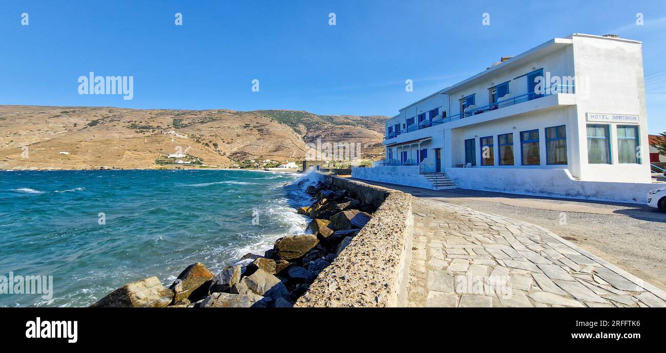 Korthi Bay, isola di Andros, Grecia, Europa meridionale Foto Stock