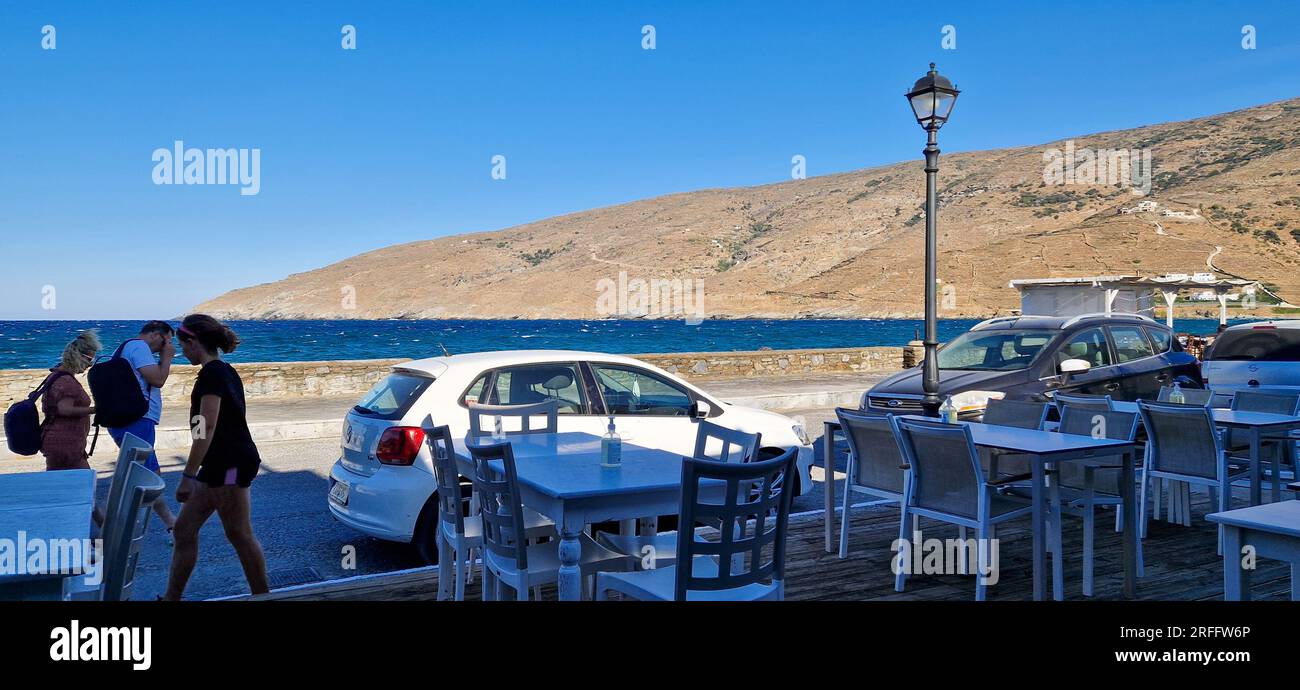 Korthi Bay, isola di Andros, Grecia, Europa meridionale Foto Stock