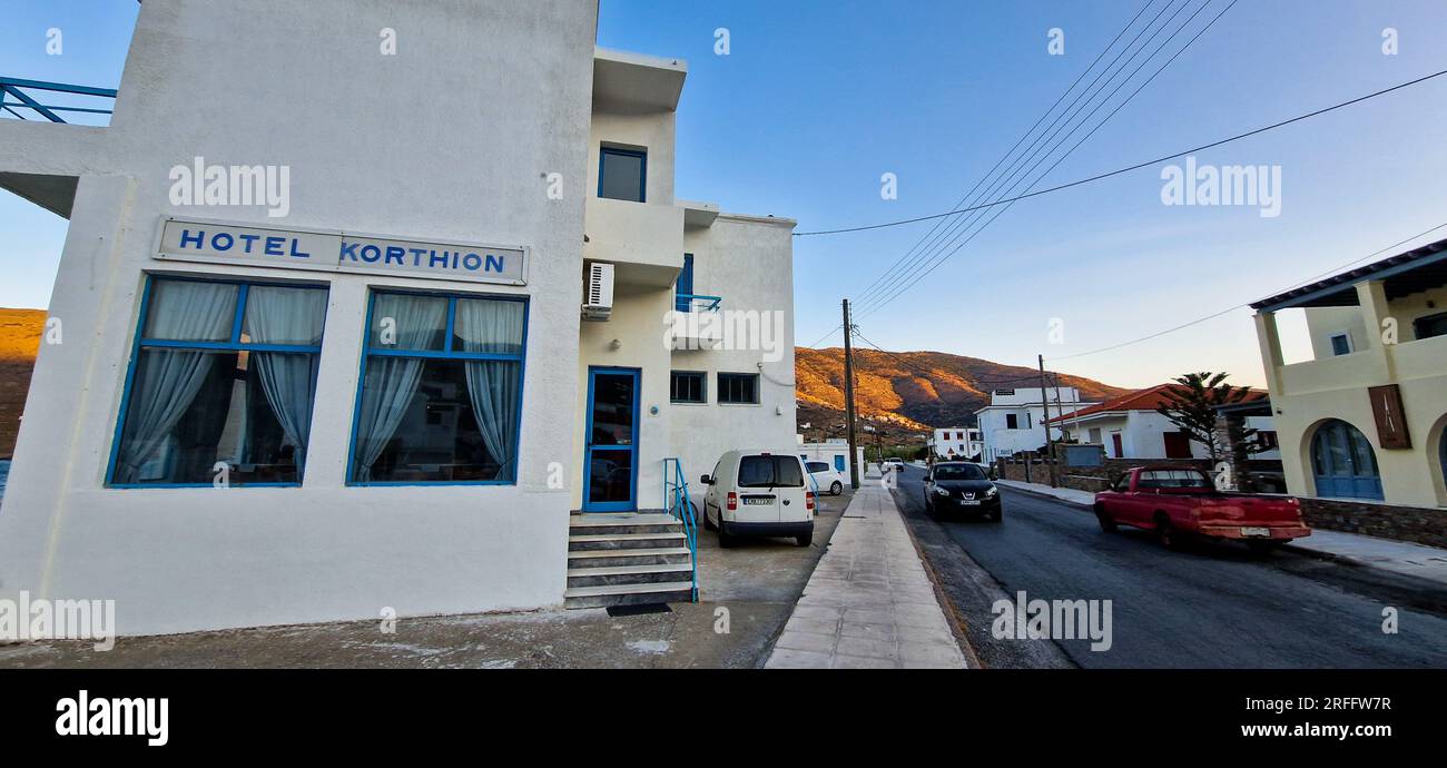 Korthi Bay, isola di Andros, Grecia, Europa meridionale Foto Stock