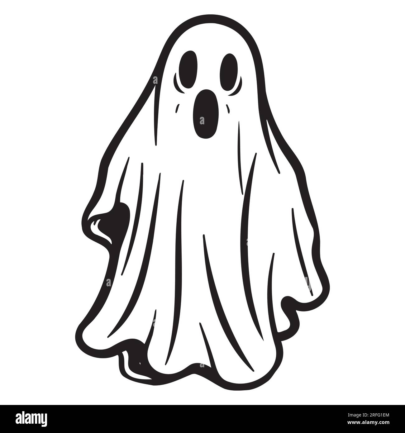 Carino fantasma isolato, Vector Halloween Concept, Cartoon Ghosts, Spooky Vector Illustrazione Vettoriale