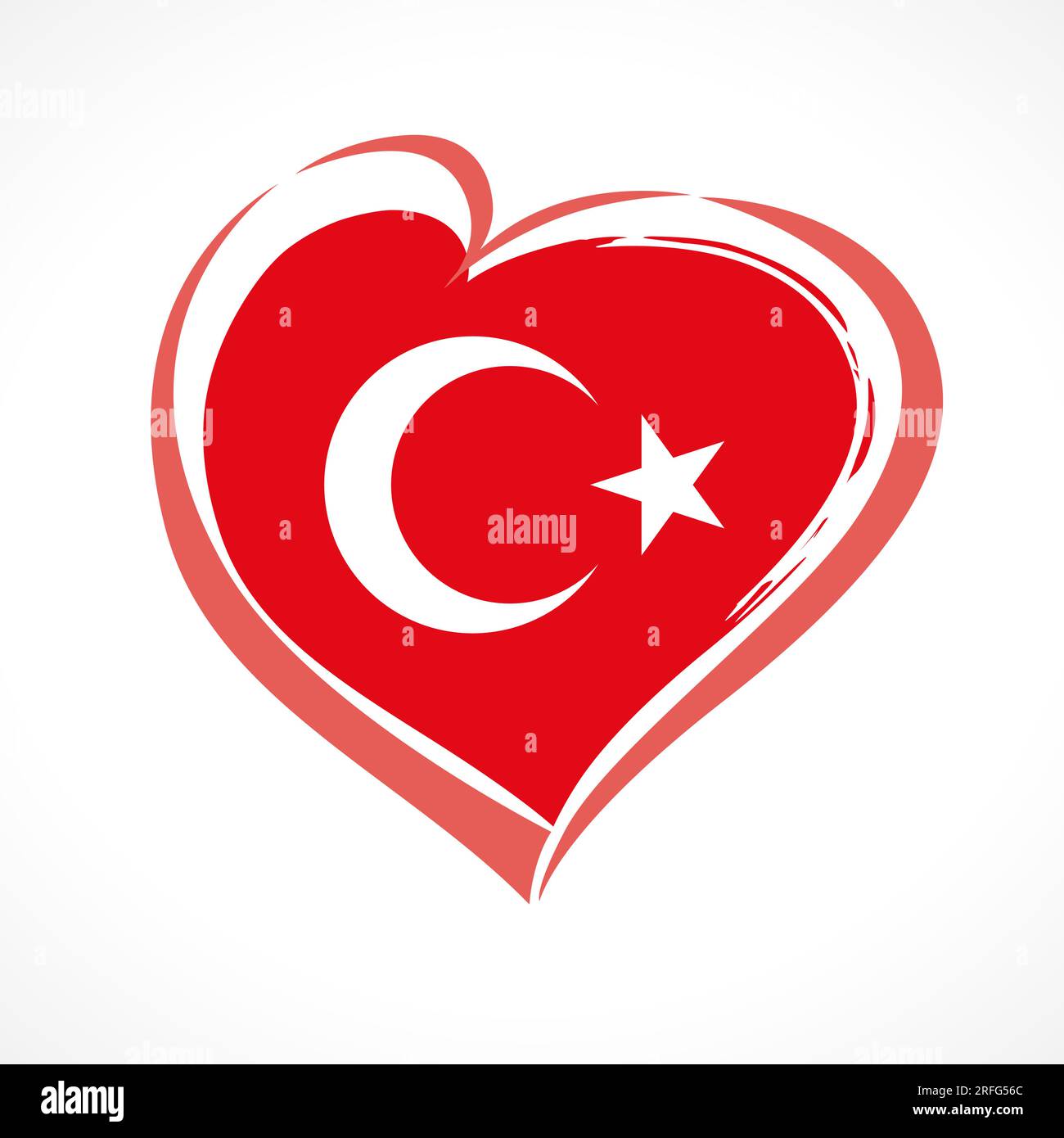 Logo Turkey Heart. Insegna Love Turkey emblema di viaggio. Design della T-shirt. Amo il concetto di icona di Ankara. Forma creativa del cuore con colpo di spazzolamento. Holida di stato Illustrazione Vettoriale