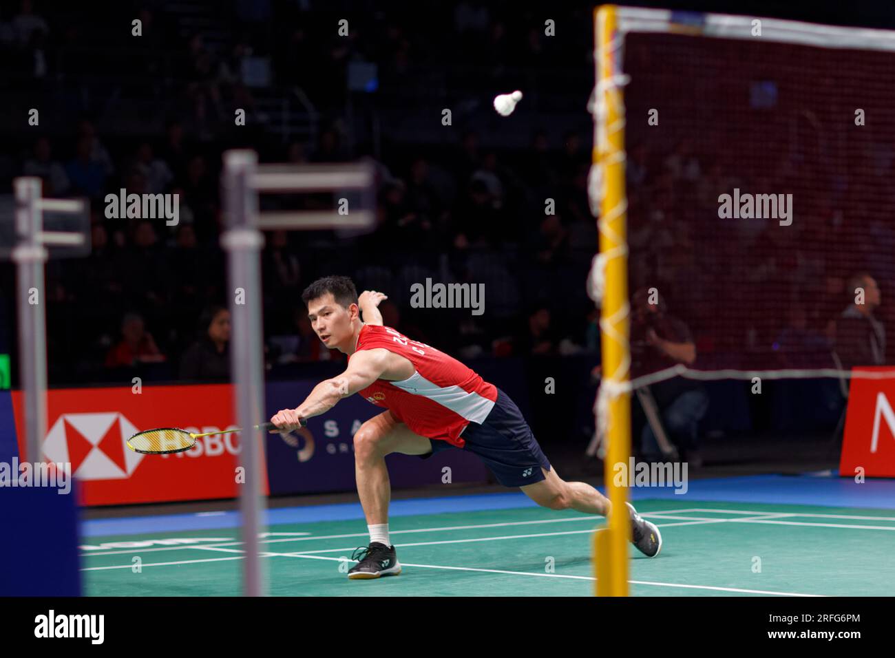 Sydney, Australia. 3 agosto 2023. Zhao Jun Peng della Cina in azione durante il match singolo del terzo giorno del GRUPPO SATHIO Australian Badminton Open 2023 tra Cina e Taipei cinese al Quaycenter il 3 agosto 2023 a Sydney, Australia Credit: IOIO IMAGES/Alamy Live News Foto Stock