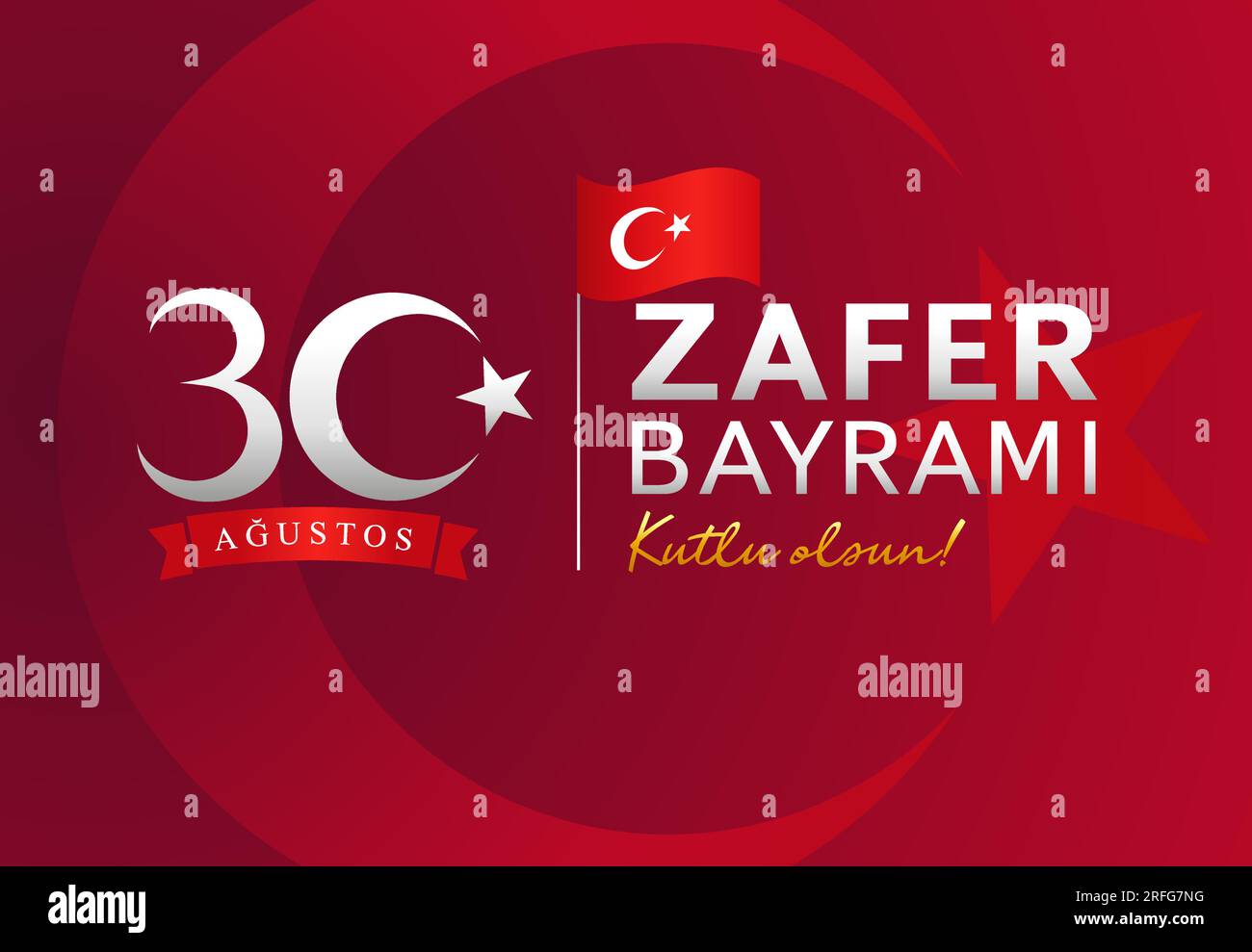 30 agosto zafer bayrami - giorno della Vittoria della Turchia. Traduzione - agosto 30 celebrazione della Vittoria. Design del poster. Illustrazione Vettoriale