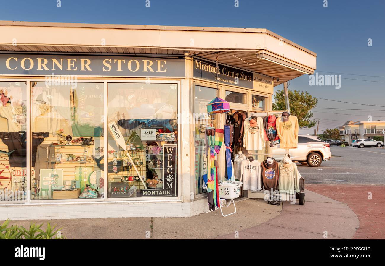 Immagine esterna del Montauk Corner Store Foto Stock
