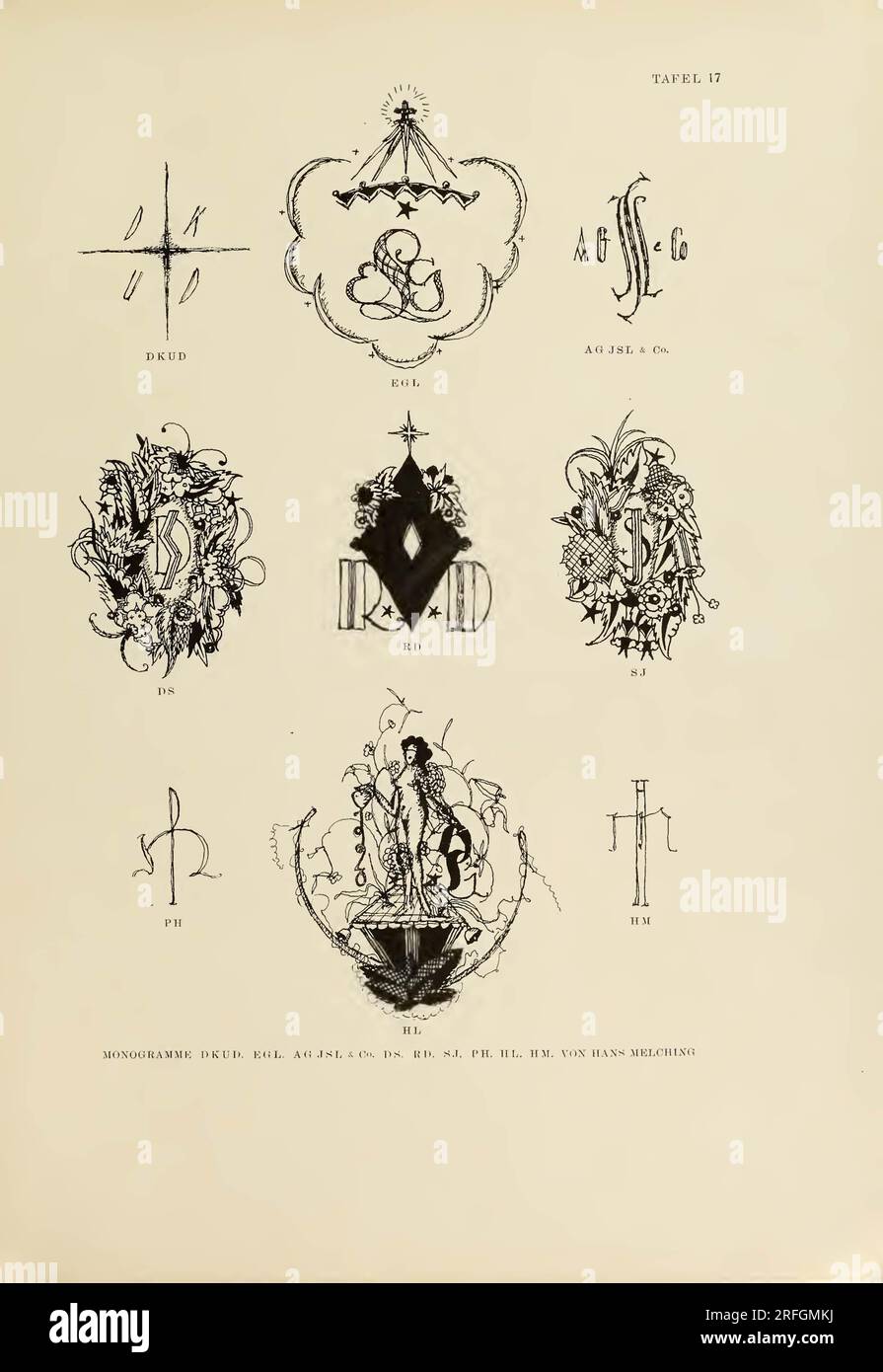 600 monogrammi e cartelli: modelli per artisti, artigiani e amanti dell'arte per l'industria e il commercio Foto Stock