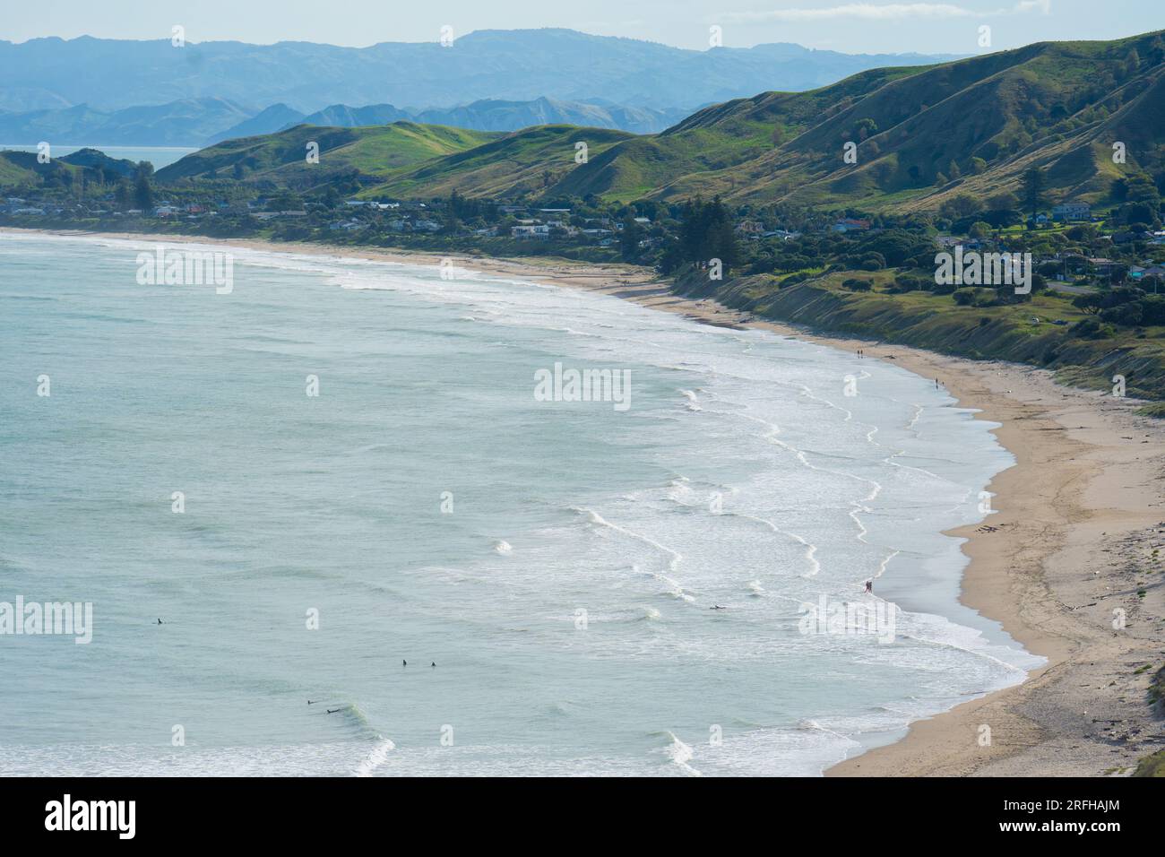 Spiagge di Okitu e Wainui, famose spiagge per il surf della East Coast vicino a Gisborne, nuova Zelanda Foto Stock