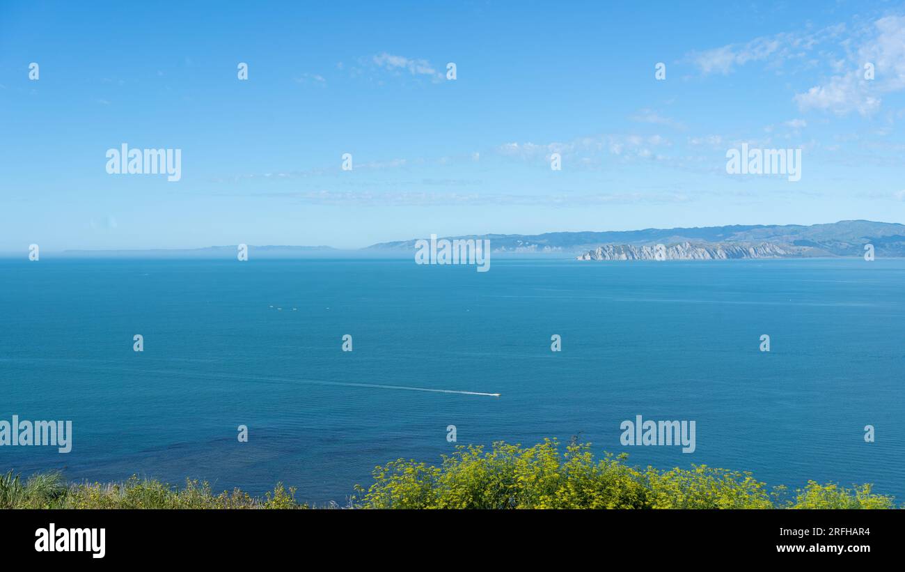 Vista della Poverty Bay vicino alla città di Gisborne, East Coast, nuova Zelanda Foto Stock