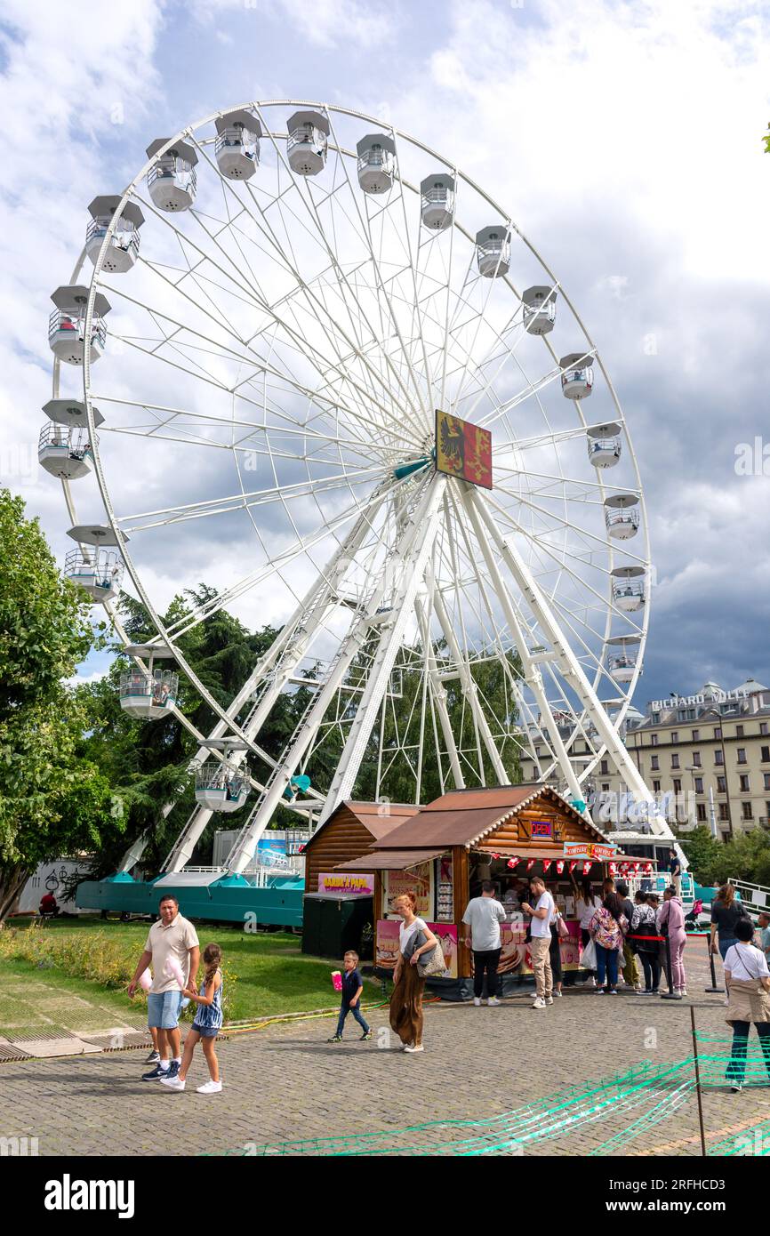 Big Wheel in Jardin Anglais (Giardino inglese), Ginevra (Genève) Cantone di Ginevra, Svizzera Foto Stock
