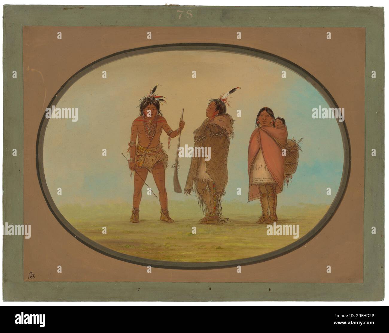 Arapaho Chief, sua moglie, e un Guerriero tra il 1861 e il 1869 di George Catlin Foto Stock