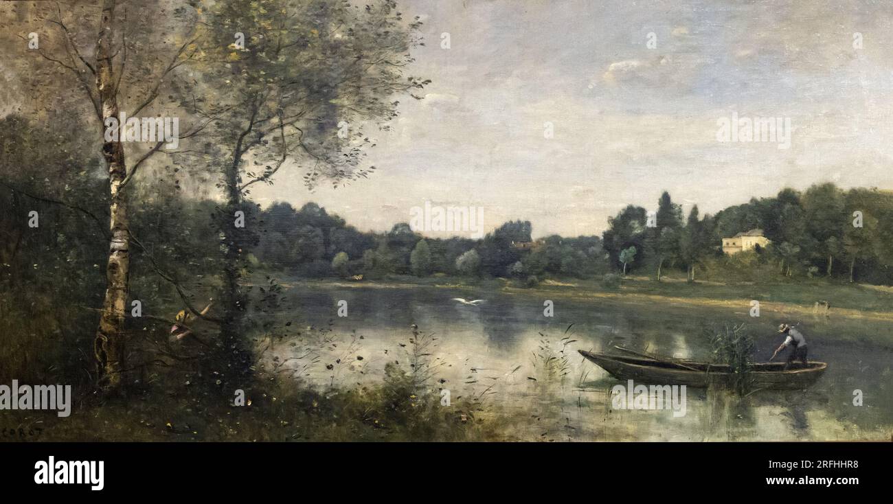 L'Étang de Ville-d'Avray circa 1865 di Jean-Baptiste Camille Corot Foto Stock