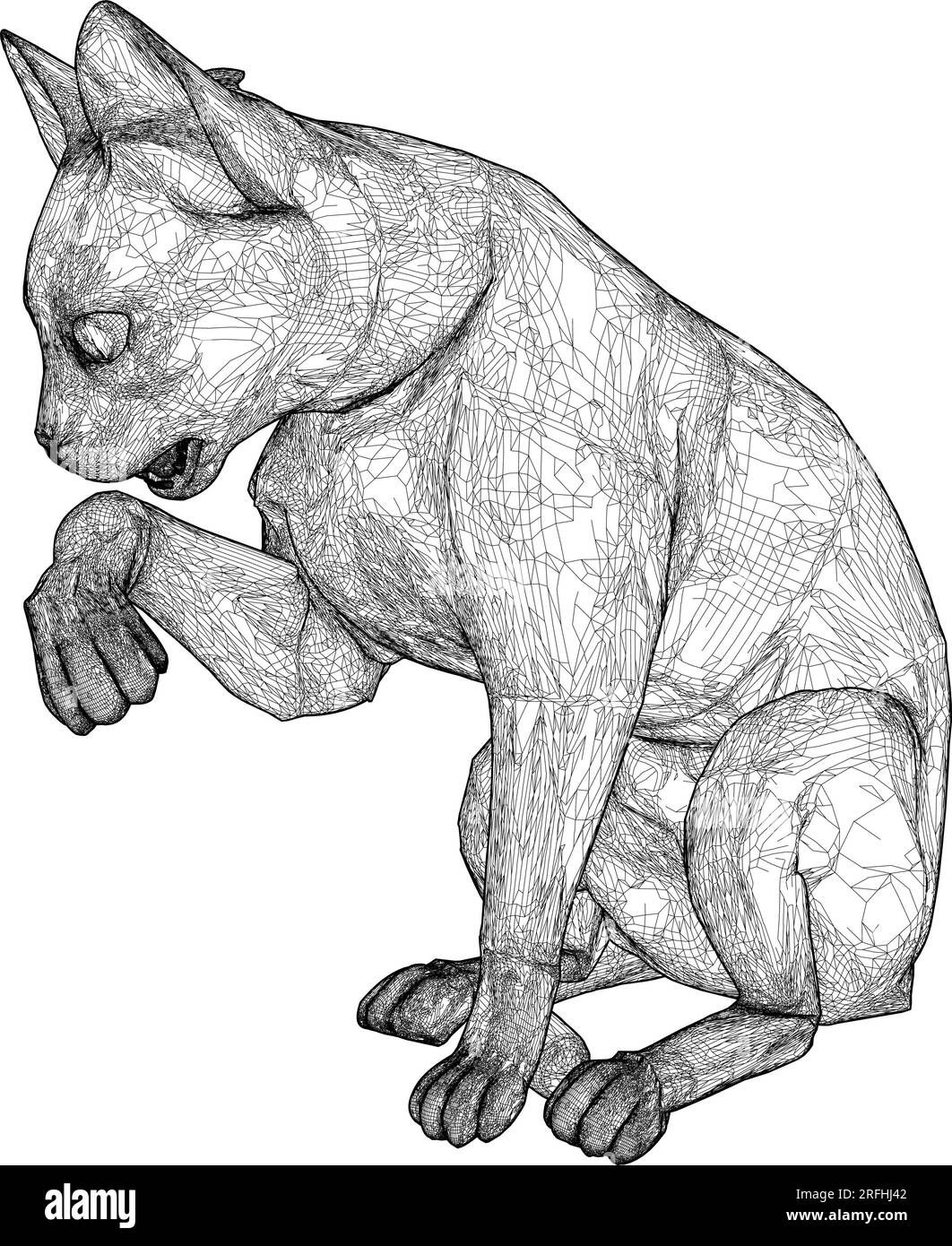 Cat Vector. Isolato su sfondo bianco. Un'illustrazione vettoriale di Un gatto che le lecca la zampa. Illustrazione Vettoriale