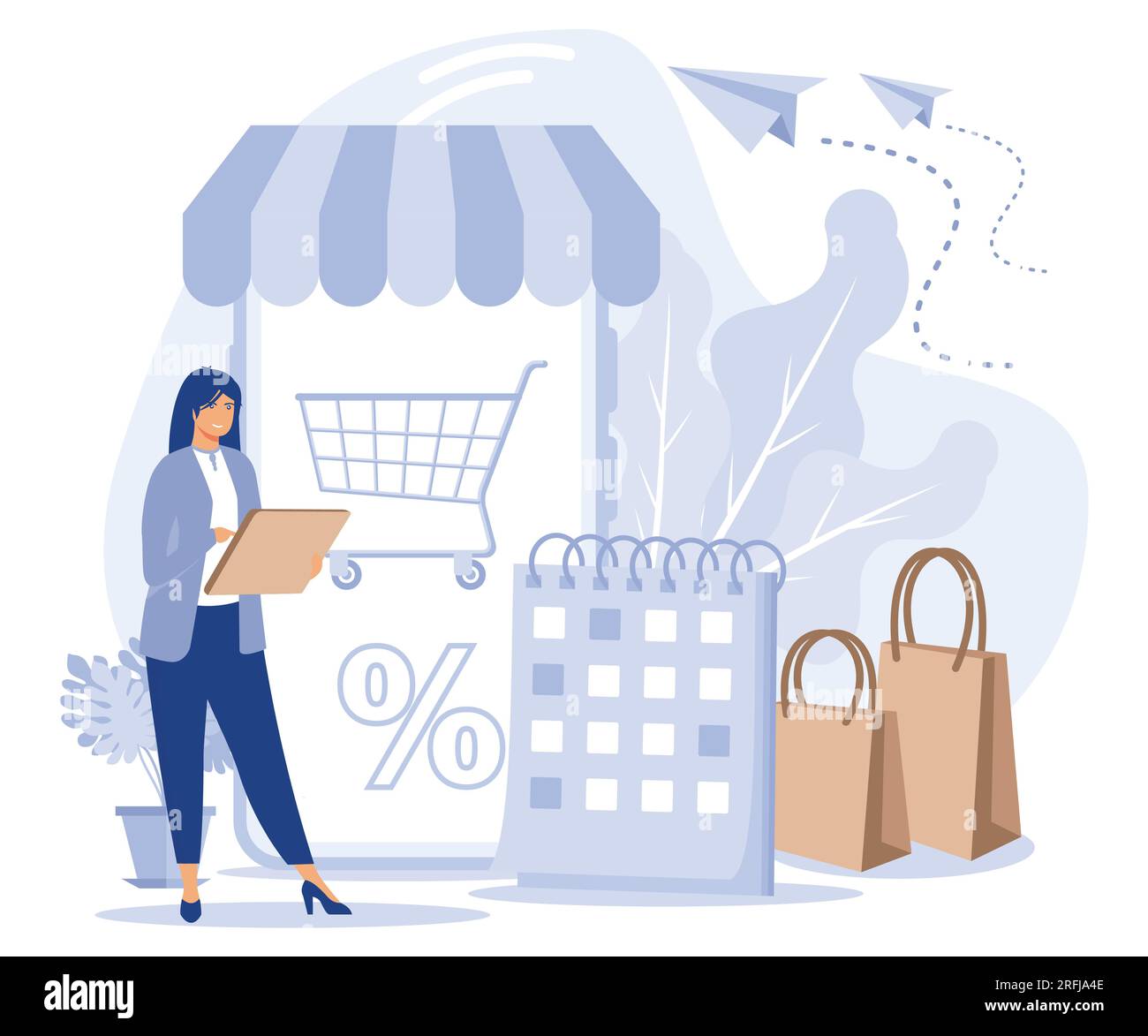 Concetto di servizio bancario, differimento del pagamento, termini di pagamento, difficoltà finanziarie, disegno vettoriale piatto moderno Illustrazione Vettoriale