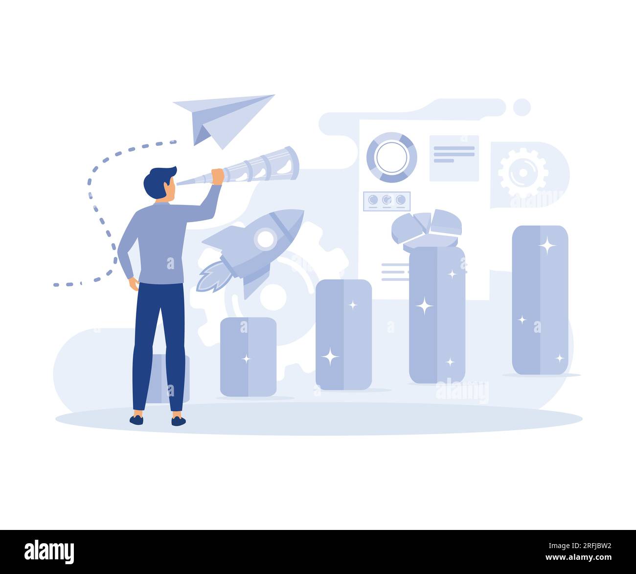 Sistemi di storage delle informazioni, data center, monetizzazione dei dati, marketing basato sui dati. disegno vettoriale piatto moderno Illustrazione Vettoriale