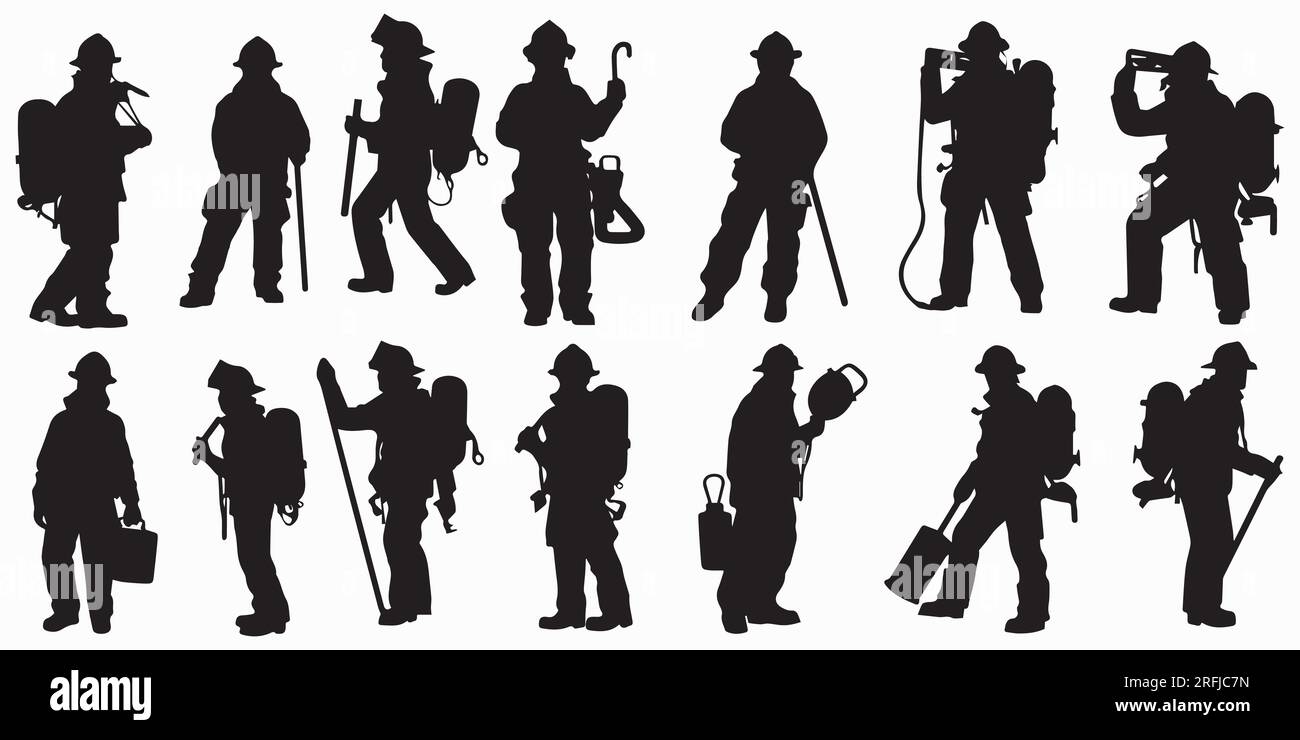 Una serie di illustrazioni vettoriali della bombola di ossigeno silhouette Illustrazione Vettoriale