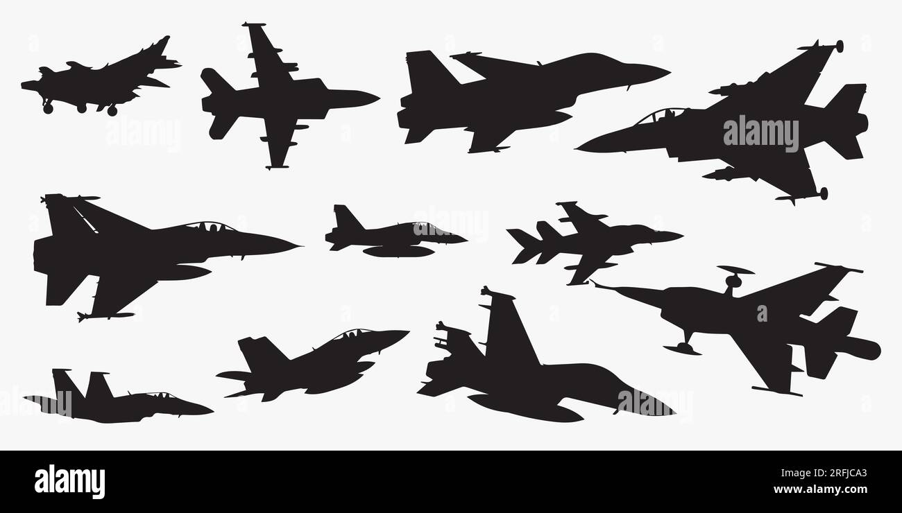 Una serie di illustrazioni vettoriali silhouette Airplane Illustrazione Vettoriale