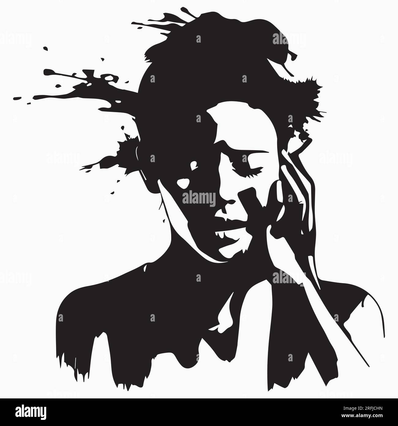 Malattia donne silhouette illustrazione vettoriale Illustrazione Vettoriale