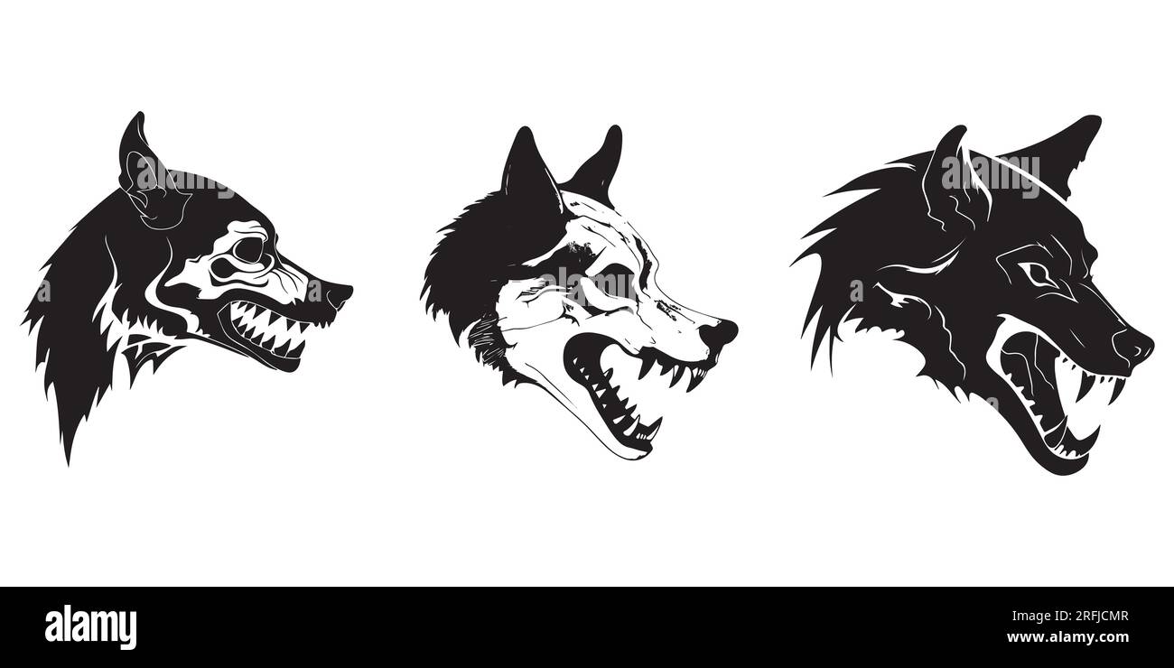 Una serie di illustrazioni vettoriali di silhouette Dog Illustrazione Vettoriale