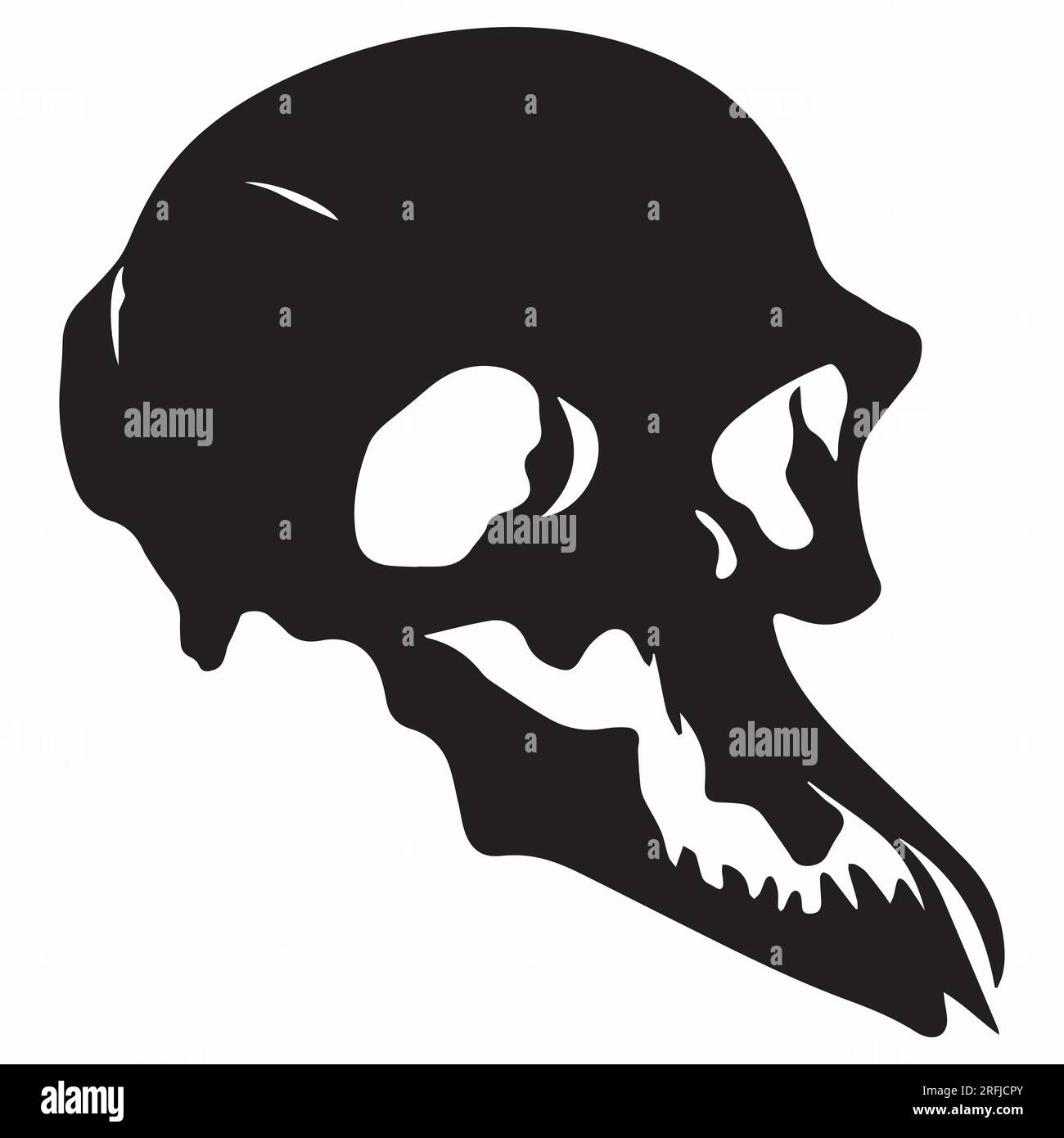 Orrore Head Skull silhouette illustrazione vettoriale Illustrazione Vettoriale