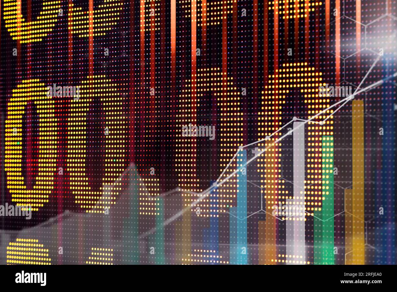 Mercato azionario per l'analisi aziendale dei tablet digitali e della finanza. Concetto di investimento. Foto Stock