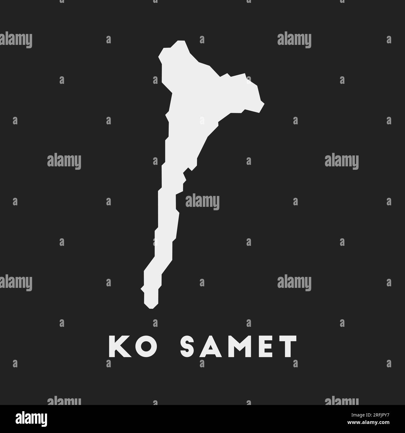 Icona Ko Samet. Mappa dell'isola su sfondo scuro. Elegante mappa di Ko Samet con il nome dell'isola. Illustrazione vettoriale. Illustrazione Vettoriale