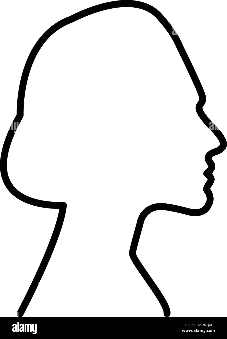 Profilo del volto dell'icona vettoriale della silhouette del profilo della testa umano di una donna o di una donna in un pittogramma a glifo Illustrazione Vettoriale