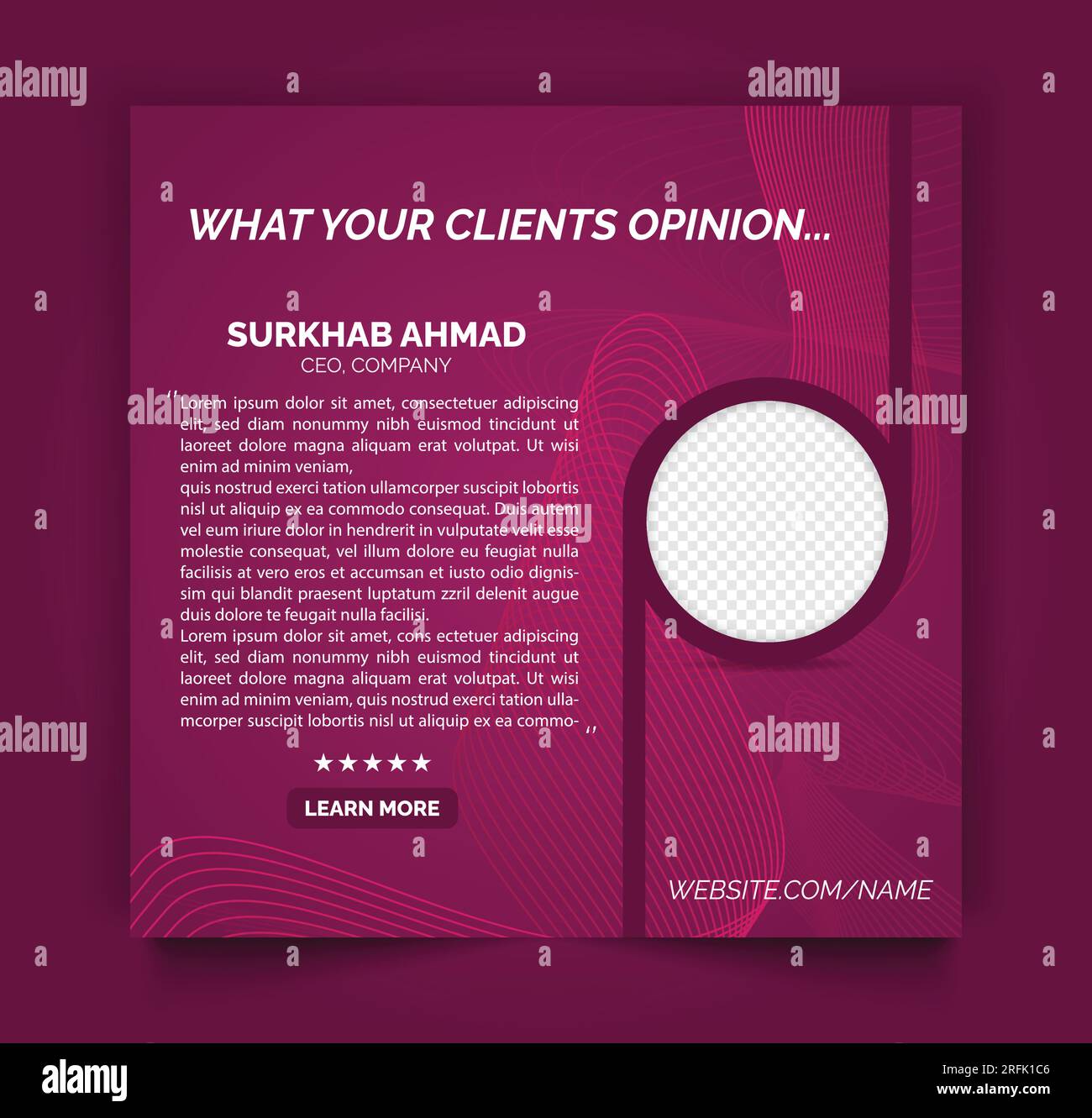 Modello di post sui social media o modello o modello di banner Web per la revisione del feedback dei clienti Illustrazione Vettoriale